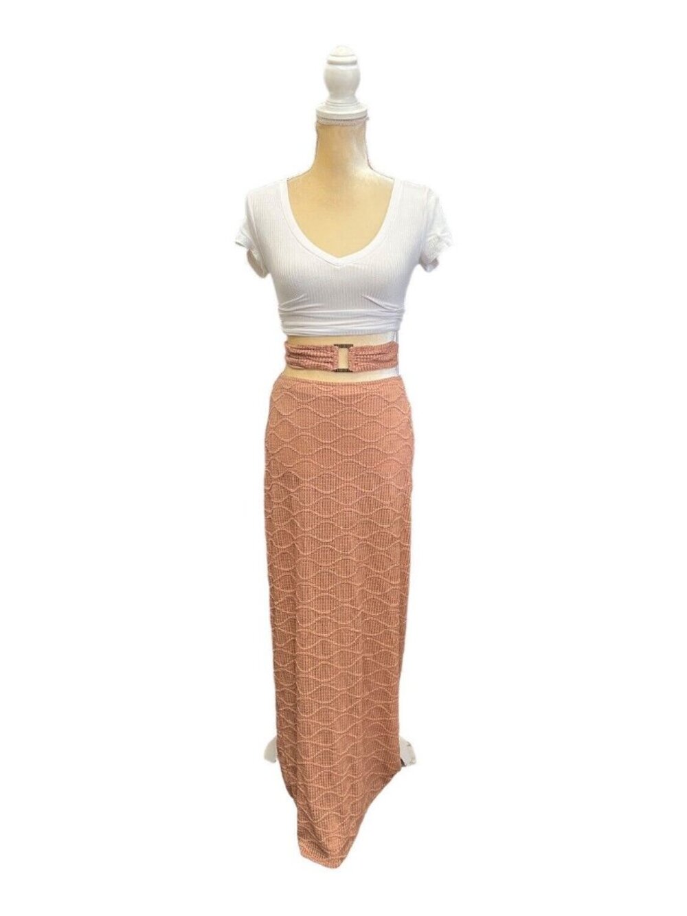 NEW Camila Coelho Carissa Maxi Skirt Size L Large Brown Mesh